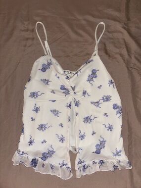 Good Days Project White Floral Ruffle Cami Tank Top